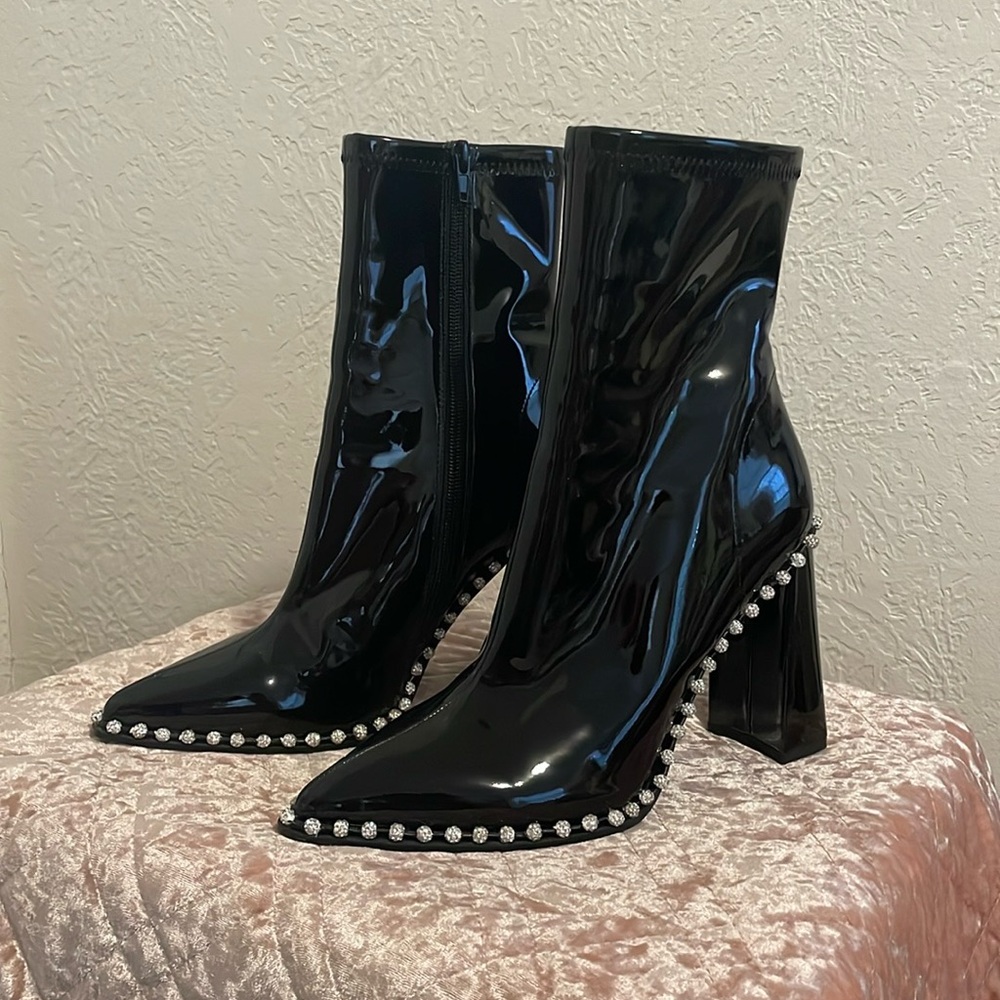 Steve Madden Black Rhinestone Heeled Boots